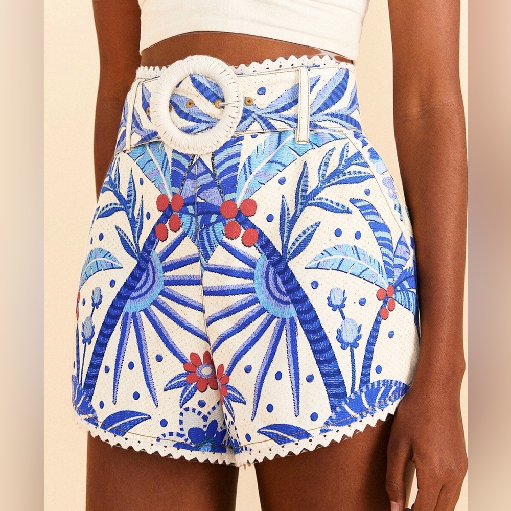 Farm Rio Jungle Chic Belted Shorts Medium